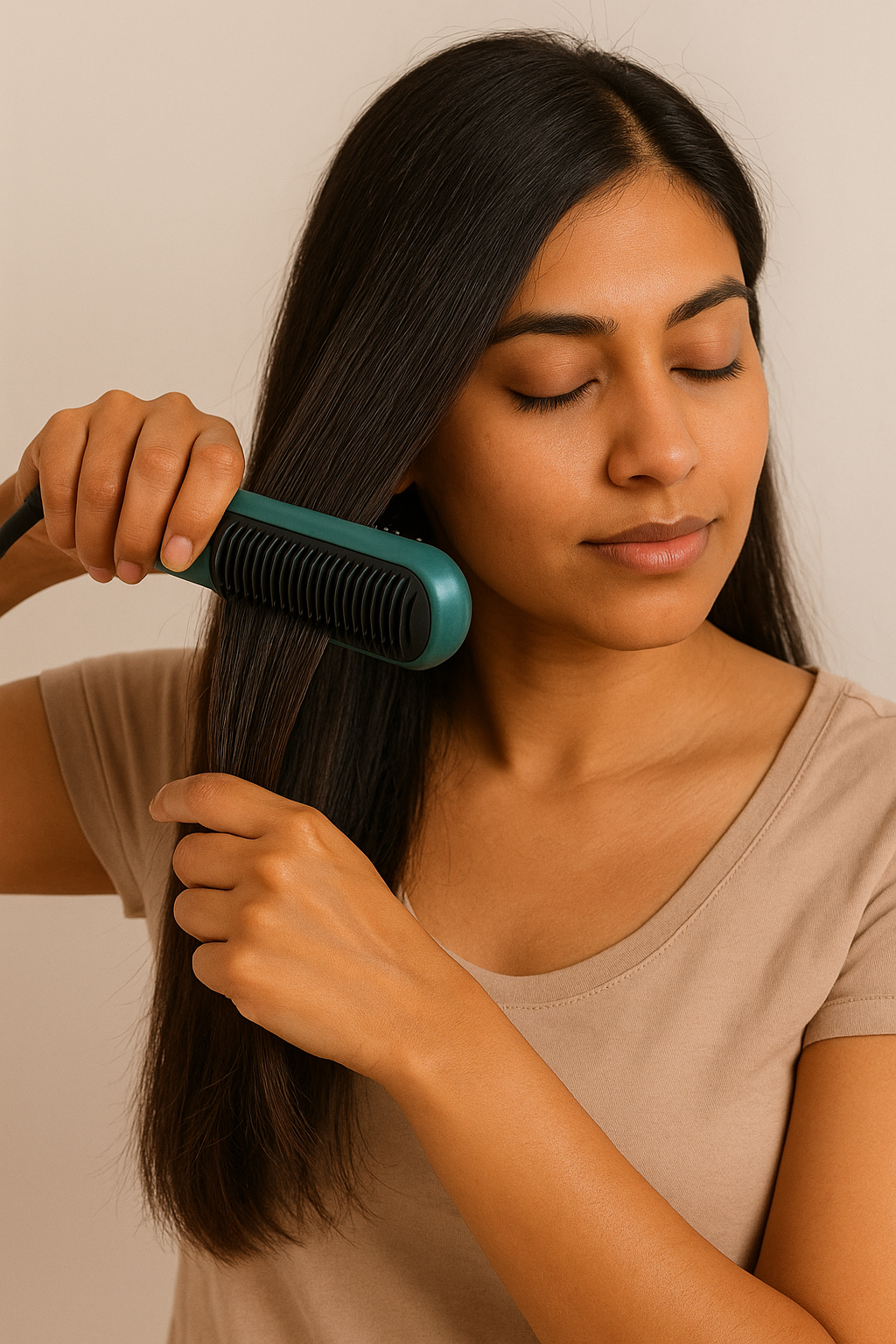 Professional Hair Straightener Tourmaline Ceramic Hair Curler Brush Hair Comb